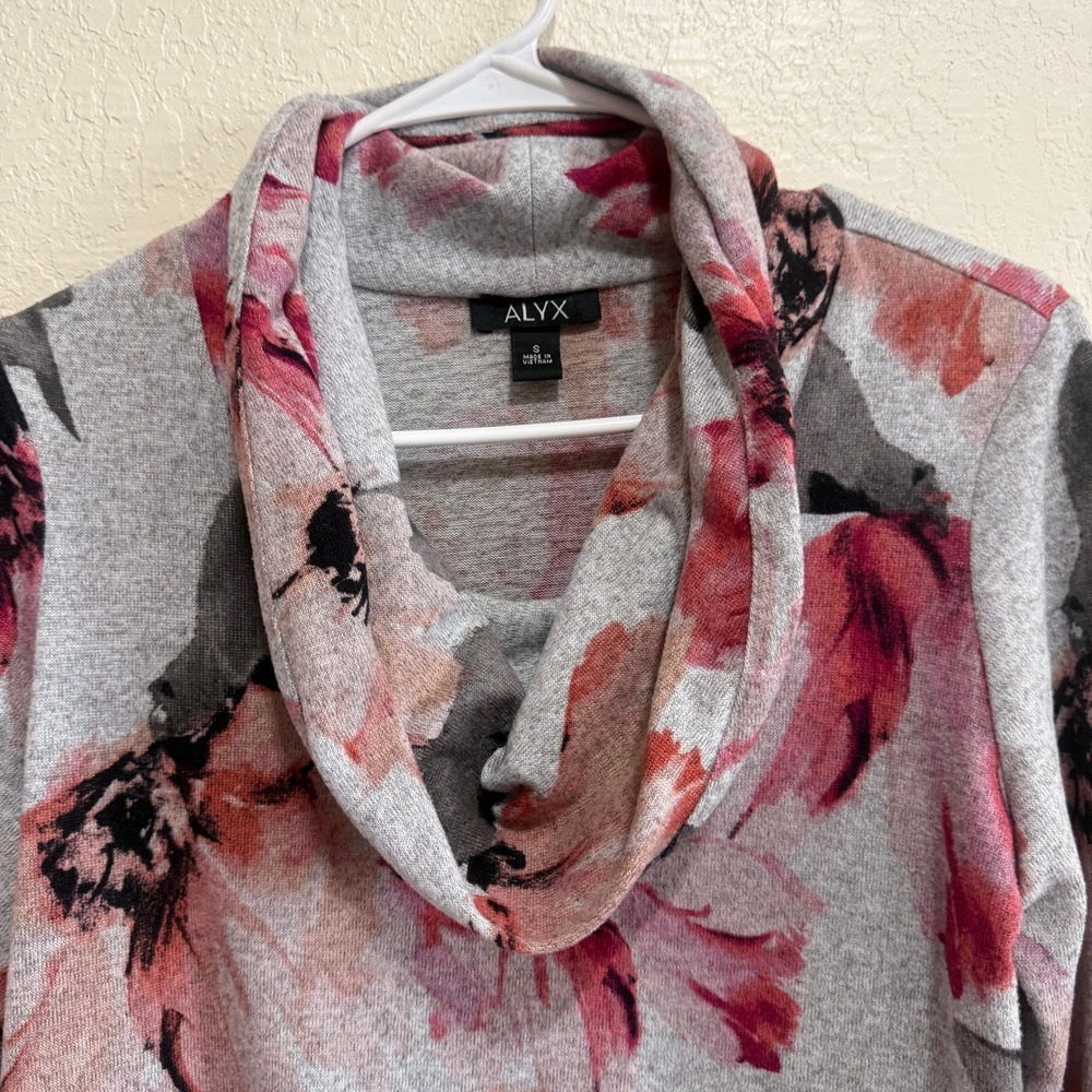 ALYX Womens‎ Gray Floral Cowl Neck Long Sleeve Pullover Top Size M - Picture 3 of 12